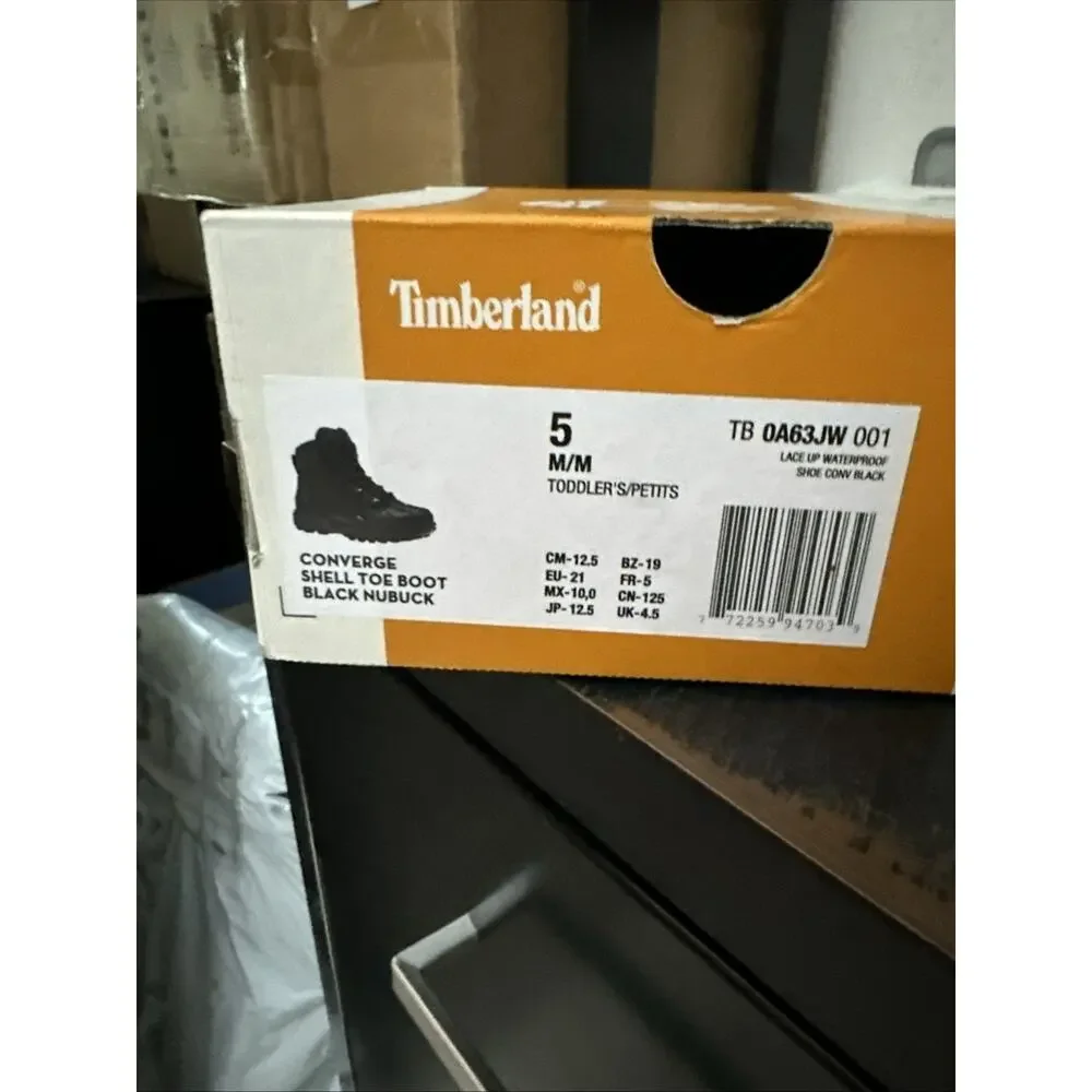 New Size 5c Timberland Converge Shell Toe Boot Black NuBuck TB 0A63JW 001 Infant